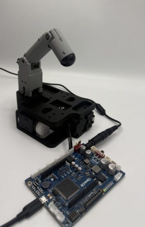 Earlier prototype iteration of the 3D-printed end-effector showing the actuation