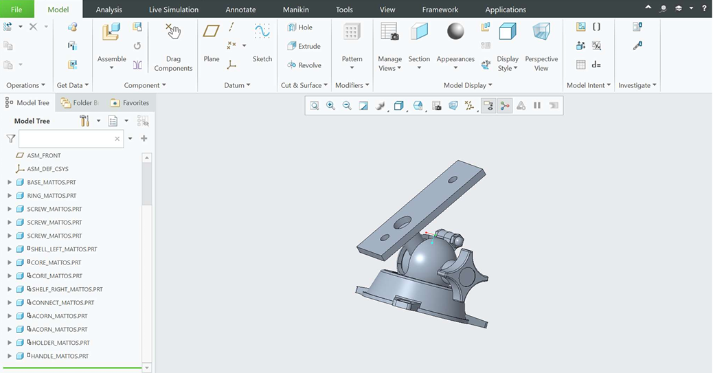 Fully constrained 3D assembly of the multi-angle vise modeled in Creo Parametric