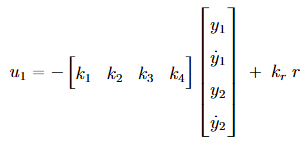 The selected poles and the calculated k values for the state-feedback controller (image 1 of 3)