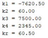 The selected poles and the calculated k values for the state-feedback controller (image 2 of 3)
